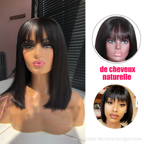 2020 Sunlight prix en gros pixie Coiffure Afro perruque en cheveux courts naturels brazilian BOB machine perruque  bon marche